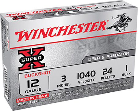 WINCHESTER SUPER-X 12GA 3" #1 BUCK 24 PELLETS 5RD 50BX/CS - for sale