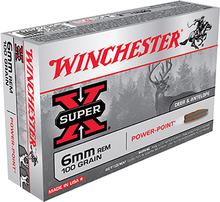 WINCHESTER SUPER-X 6MM REM 100GR POWER POINT 20RD 10BX/CS - for sale
