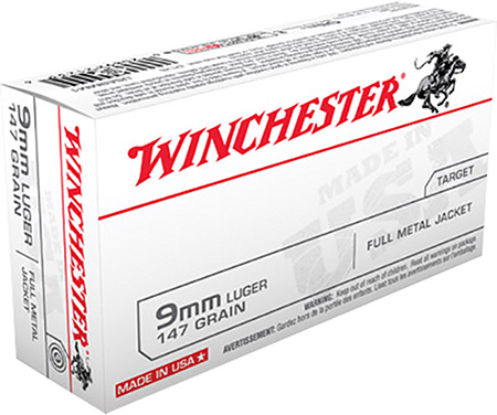 WINCHESTER USA 9MM LUGER 147GR FMJ-FP 50RD 10BX/CS - for sale