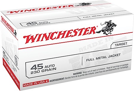WINCHESTER USA 45 ACP 230GR FMJ-RN 100RD VALUE PACK 5BX/CS - for sale