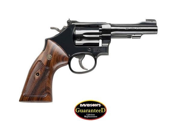 S&W 48 CLASSIC 22WMR 4" AS BRIGHT BLUED CHECKERED WOOD - for sale