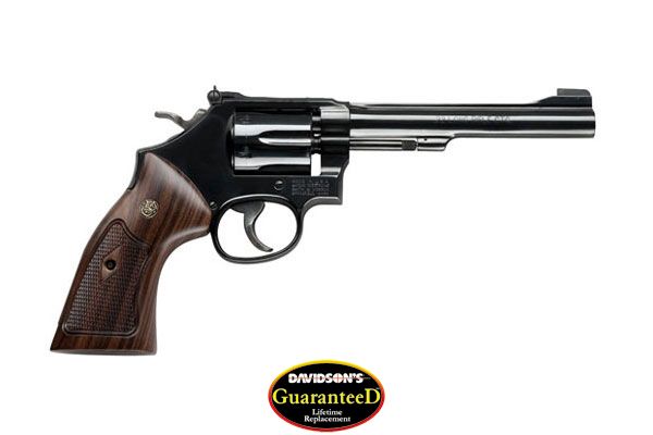 S&W 48 CLASSIC 22WMR 6" AS BRIGHT BLUED CHECKERED WOOD - for sale
