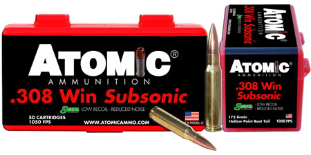 ATOMIC 308 WIN 175GR SUBSONIC BTHP 50RD 10BX/CS - for sale