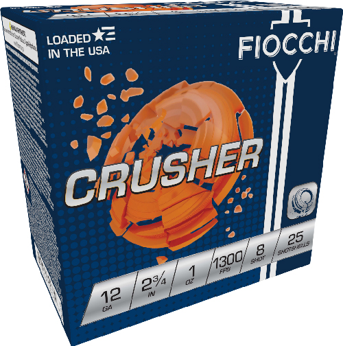 FIOCCHI CRUSHER 12GA 2.75" 1OZ #8 1300FPS 250RD CASE LOT - for sale