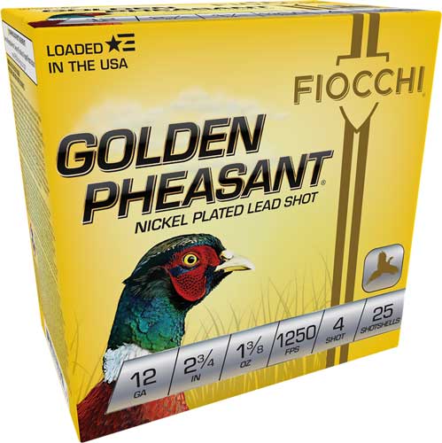 FIOCCHI GOLDEN PHEASANT 12GA 2.75" 1-3/8OZ #4 25RD 10BX/CS - for sale