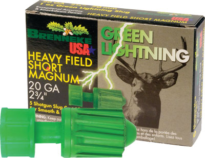 BRENNEKE USA GREEN LIGHTNING 20GA 2.75" 1OZ SLUG 5RD 50BX/C - for sale