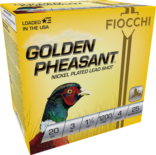 FIOCCHI GOLDEN PHEASANT 20GA 3" 1-1/4OZ #4 25RD 10BX/CS - for sale