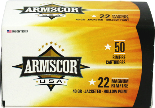 ARMSCOR 22WMR 40GR JHP 1838FPS 50RD 100BX/CS - for sale