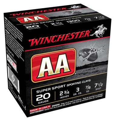 WINCHESTER AA 20GA 2.75" 7/8OZ #7.5 1300FPS 250RD CASE LOT - for sale