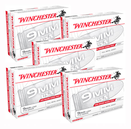 WINCHESTER USA 9MM 115GR FMJ 1000RD CASE LOT - for sale