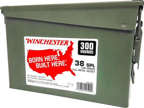 WINCHESTER 38 SPECIAL 130GR FMJ-RN CASE OF (2) 300RD CANS - for sale