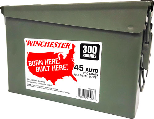 WINCHESTER 45 ACP 230GR FMJ-RN CASE OF (2) 300RD CANS - for sale