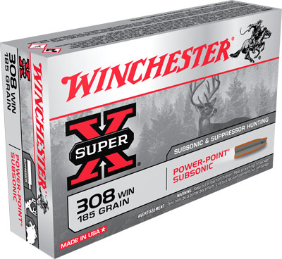 WINCHESTER SUPER-X 308 WIN SUBSONIC 185GR 20RD 10BX/CS - for sale