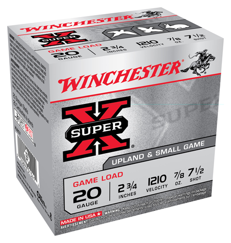WINCHESTER SUPER-X 20GA 2.75" 7/8OZ 7.5 1210FPS 250RD CASE - for sale