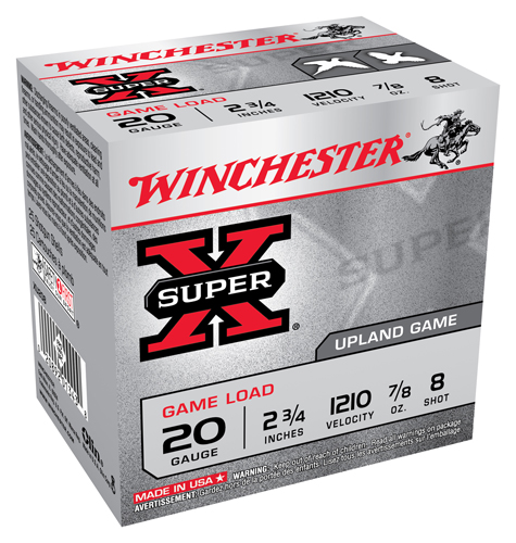 WINCHESTER SUPER-X 20GA 2.75" 7/8OZ #8 1210FPS 250RD CASE - for sale