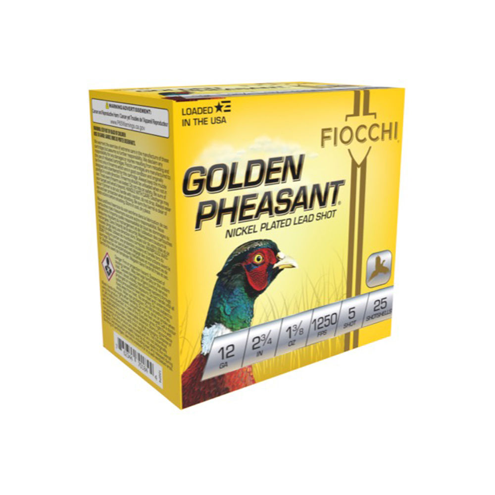 FIOCCHI GOLDEN PHEASANT 12GA 2.75" 1-3/8OZ #5 25RD 10BX/CS - for sale