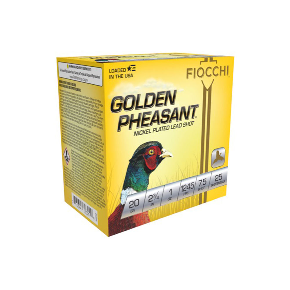 FIOCCHI GOLDEN PHEASANT 20GA 2.75" 1OZ #7.5 25RD 10BX/CS - for sale