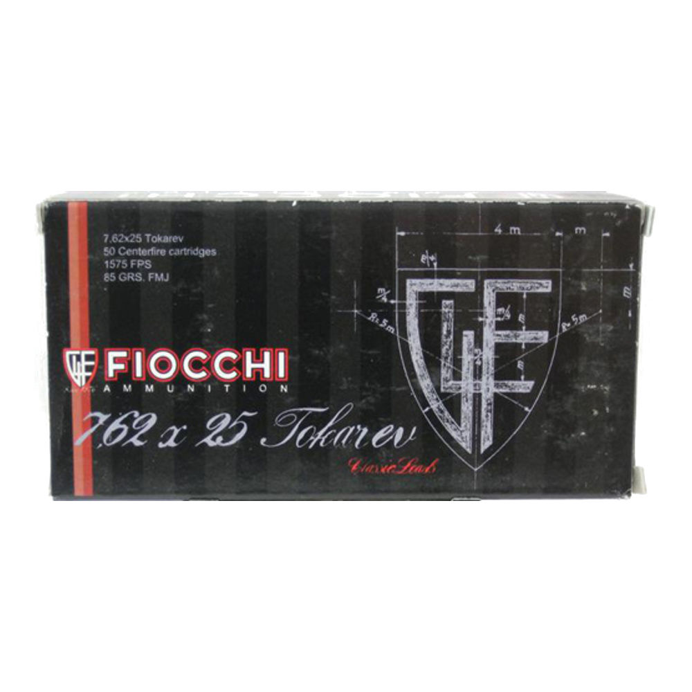FIOCCHI 7.62X25 TOKAREV 85GR FMJ 50RD 20BX/CS - for sale