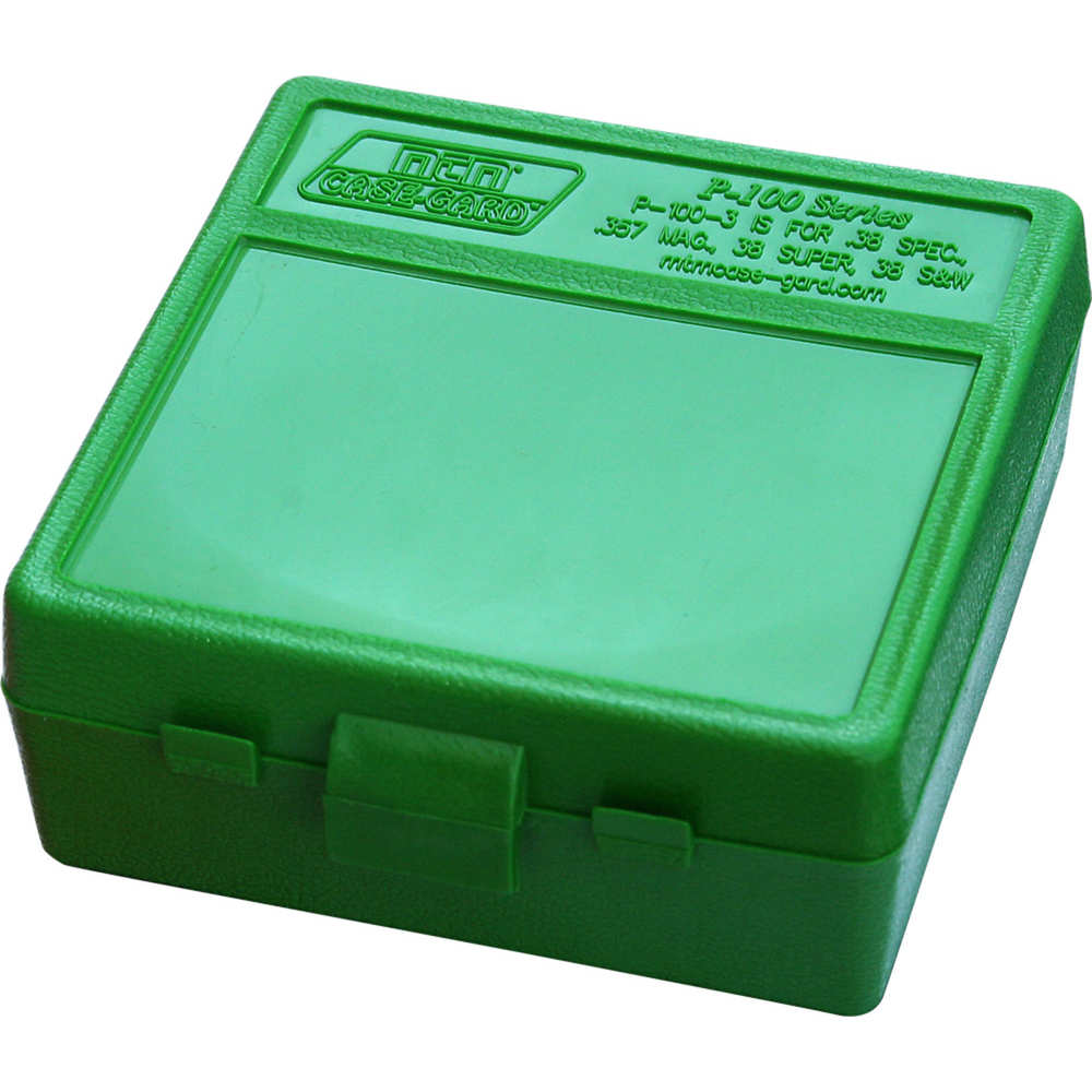MTM AMMO BOX .38/.357 100-ROUNDS GREEN - for sale