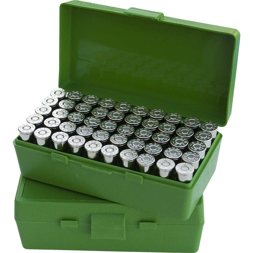 MTM AMMO BOX .38/.357 50-RNDS. FLIP TOP STYLE GREEN - for sale