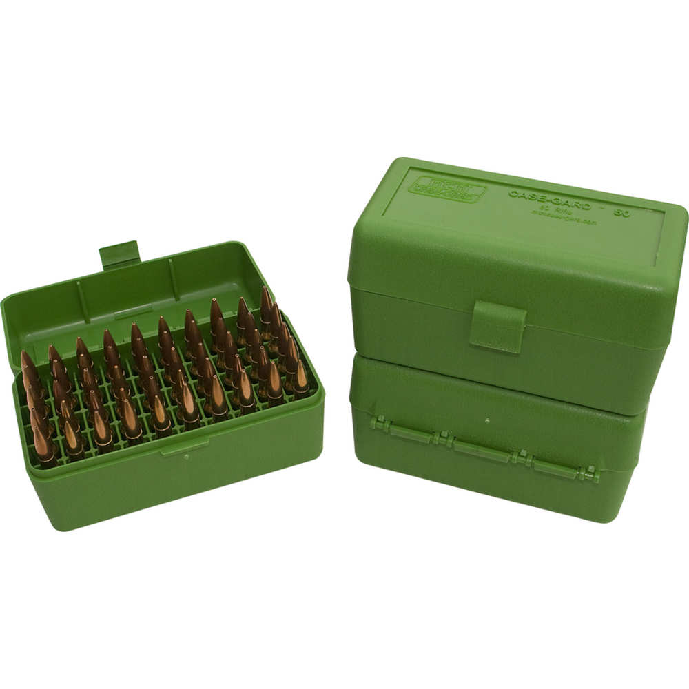 MTM AMMO BOX SMALL RIFLE 50-ROUNDS FLIP TOP STYLE GREEN - for sale