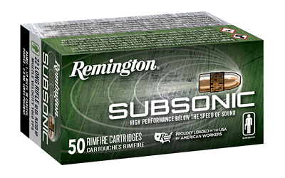 REMINGTON SUBSONIC 22LR 40GR PLATED LEAD-HP 50RD 100BX/CS - for sale