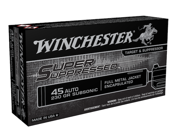 WINCHESTER SUPER SUPPRESSED 45 ACP 230GR FMJ 50RD 10BX/CS - for sale
