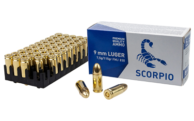 SCORPIO AMMO 9MM 115GR FMJ 50/1000 - for sale