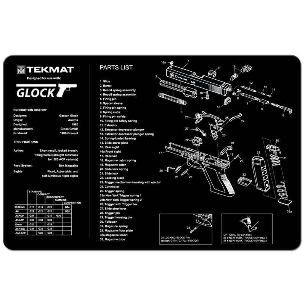 TEKMAT PISTOL MAT FOR GLOCK BLK - for sale