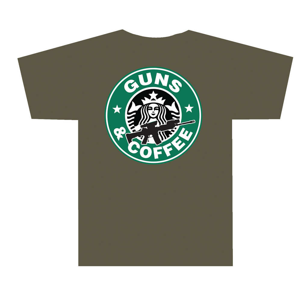 tuff products - 3001ODMD - GUNS AND COFFEE T-SHIRT OLV DRB - MD for sale