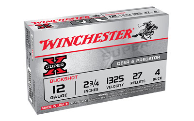 WINCHESTER SUPER-X 12GA 2.75" #4 BUCK 27 PELLETS 5RD 50BX/CS - for sale