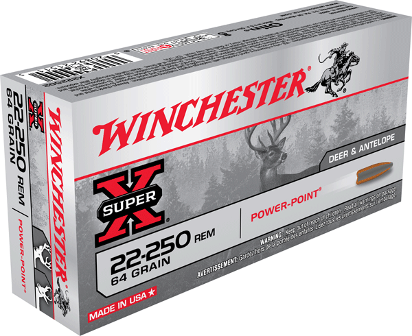 WINCHESTER SUPER-X 22-250 REM 64GR POWER POINT 20RD 10BX/CS - for sale