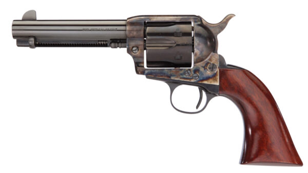 Taylors & Company 555148 1873 Cattleman Gunfighter 357 Mag Caliber with 4.75" Blued Finish Barrel, 6rd Capacity Blued Finish Cylinder, Color Case Hardened Finish Steel Frame & Walnut Army Size Grip