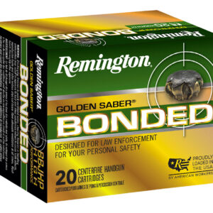 Remington Ammunition 29343 Golden Saber Bonded  9mmLuger 147gr Bonded Brass Jacketed Hollow Point 20 Per Box/25 Case