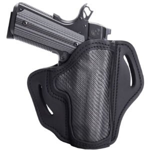 1791 Gunleather CFBH1SBLR BH1  OWB 01 Stealth Black Leather with Carbon Fiber Belt Slide Right Hand