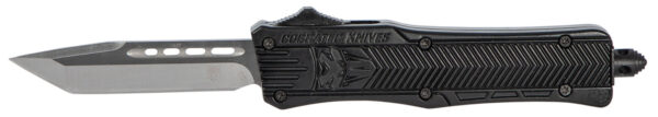 CobraTec Knives SBCTK1STNS CTK-1  Small 2.75" OTF Tanto Plain Black D2 Steel Blade/Black Aluminum Handle Features Glass Breaker Includes Pocket Clip