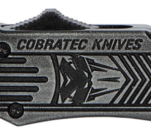 CobraTec Knives SSWCTK1SDNS CTK-1  Small 2.75" OTF Drop Point Plain D2 Steel Blade/Black Stonewashed Aluminum Handle Features Glass Breaker Includes Pocket Clip