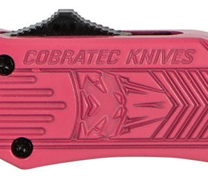 CobraTec Knives SPKCTK1SDNS CTK-1  Small 2.75" OTF Drop Point Plain D2 Steel Blade/Pink Aluminum Handle Features Glass Breaker Includes Pocket Clip