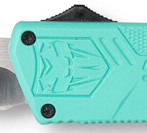 CobraTec Knives TFCTLWDNS Lightweight  3.25" OTF Drop Point Plain D2 Steel Blade/Tiffany Blue Aluminum Handle Includes Pocket Clip