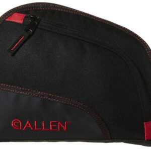 Allen 7738 Auto-Fit  Handgun Case Black Endura w/Red Trim, Foam Padding, Knit Lining, Mag Sleeve, Storage Pocket & Lockable Zipper 9" L
