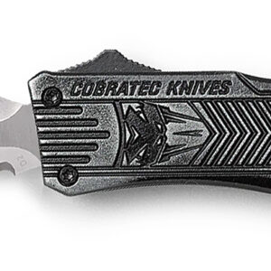 CobraTec Knives SSWCTK1SDAG2SS CTK-1  2.75" OTF Part Serrated D2 Steel Blade/Stonewashed Aluminum Handle Features Glass Breaker Includes Pocket Clip