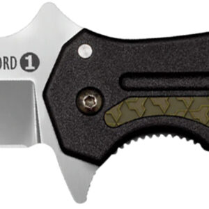 Cold Steel CS20MWC Crawford 1 3.50" Folding Plain 4034 Stainless Steel Blade/Black w/OD Green Traction Inlays GRN Handle Includes Pocket Clip