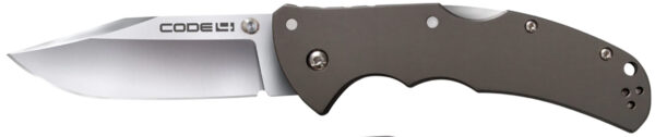 Cold Steel CS58PC Code 4  3.50" Folding Clip Point Plain Satin Polished S35VN SS Blade/Anodized Gun Metal Gray Aluminum Handle Includes Pocket Clip