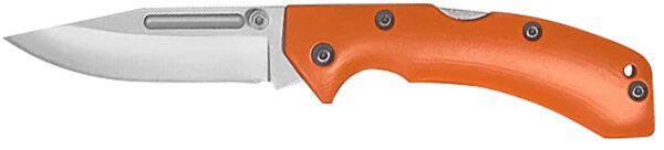 AccuSharp 712C Lockback  3" Folding Clip Point Plain Stainless Steel Blade/Blaze Orange G10 Handle Includes Allen Wrench