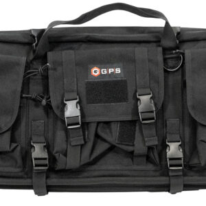 GPS Bags DRC28 Double Rifle Case Black 600D Polyester w/ 2 Padded Pistol Sleeves MOLLE Webbing & Lockable Zippers