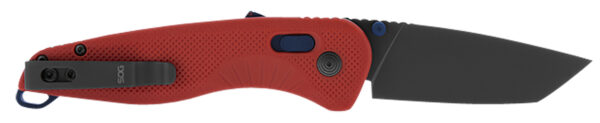 S.O.G SOG11410841 Aegis AT 3.13" Folding Tanto Plain Black TiNi Cryo D2 Steel Blade/Rescue Red w/Indigo Accents GRN Handle