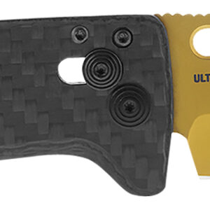 S.O.G SOG-12-63-02 Ultra XR  2.80" Folding Clip Point Plain Gold TiNi Cryo S35NV Steel Blade/Black Textured Carbon Fiber Handle Includes Pocket Clip