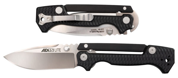 Cold Steel CS58SQL AD-15 Lite 3.50" Folding Plain Japanese AUS-10A SS Blade/ Black Textured Griv-Ex Handle