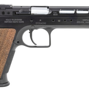 Tanfoglio IFG TFGOLDM9 Gold Match  9mm Luger Caliber with 6" Barrel, 16+1 Capacity, Overall Matte Black Finish Steel Beavertail Frame, Ported Slide & Wood Grip