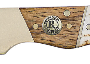 Remington Accessories 15654 Guide Lock Back 4.00" Folding V-Flat Stainless Steel Blade, Stag Bone Handle w/Remington Shield, Nickle Silver Bolsters, Includes Leather Lanyard